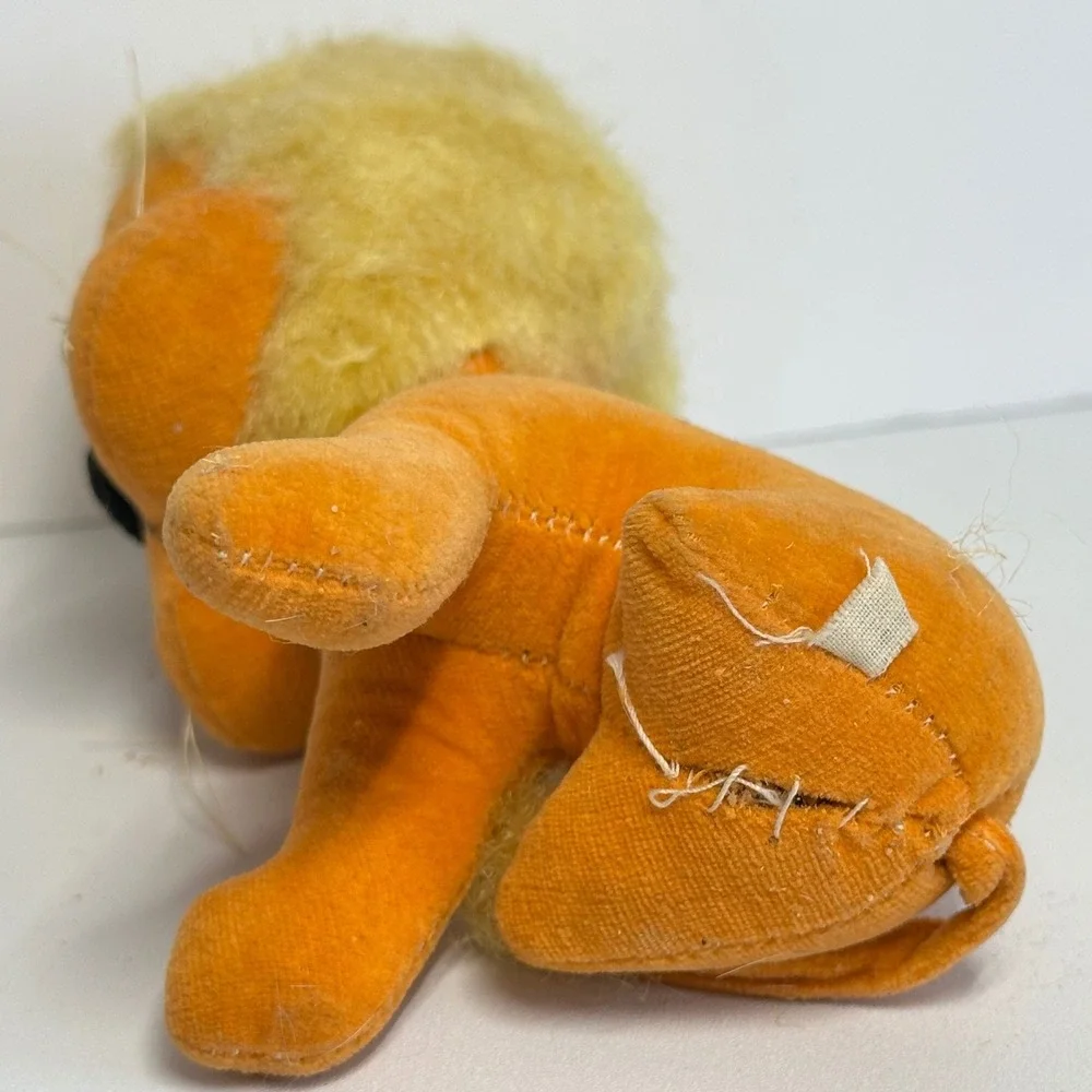 Vintage Plush Stuffed Lion Toy Small Orange Made in Japan‎ MCM Retro